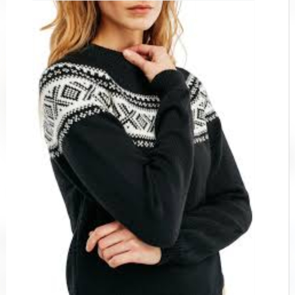 White House Black Market Black & White Fair Isle Sweater: Cashmere, Lambs Wool.. - Picture 3 of 15
